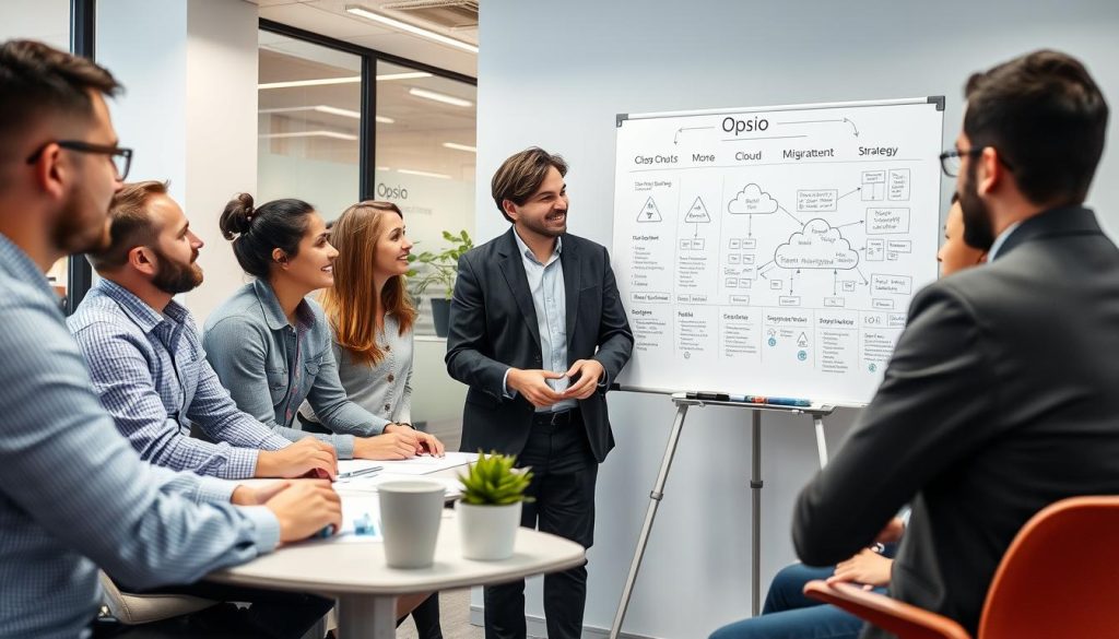 Opsio consultants designing migration strategy with client