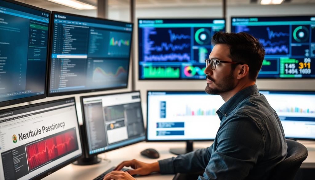 Opsio security analyst monitoring threat detection systems