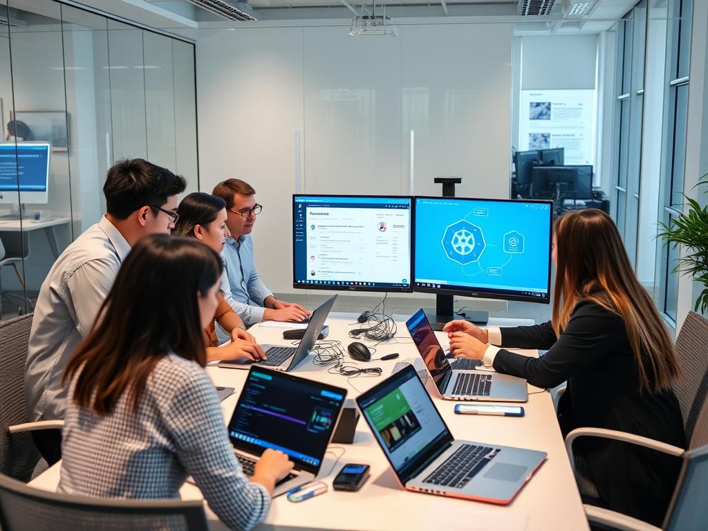 Opsio's team of certified Kubernetes consultants collaborating on a client solution Opsio's team of certified Kubernetes consultants collaborating on a client solution