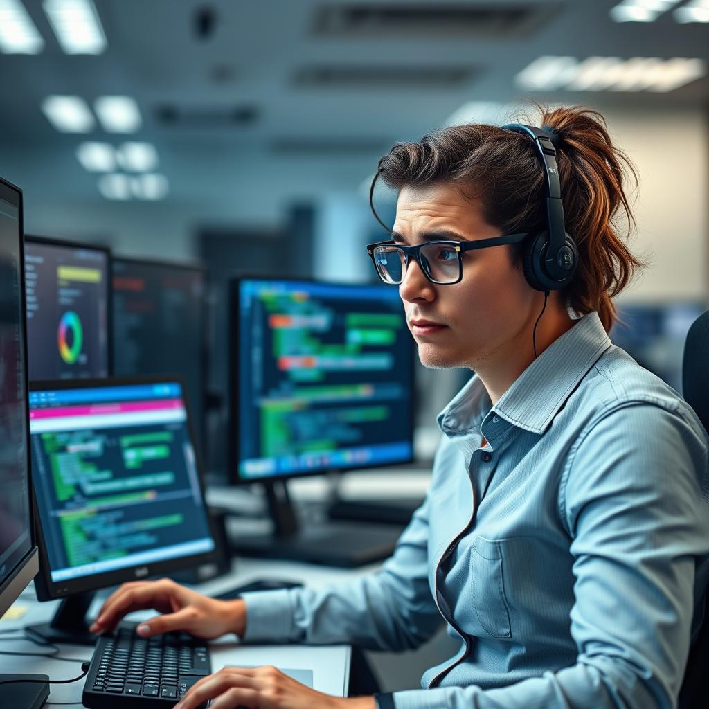 Overwhelmed IT professional managing multiple security tasks