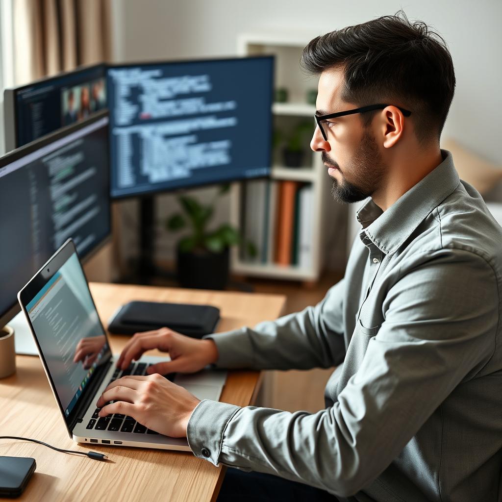 Remote worker accessing company resources from home office