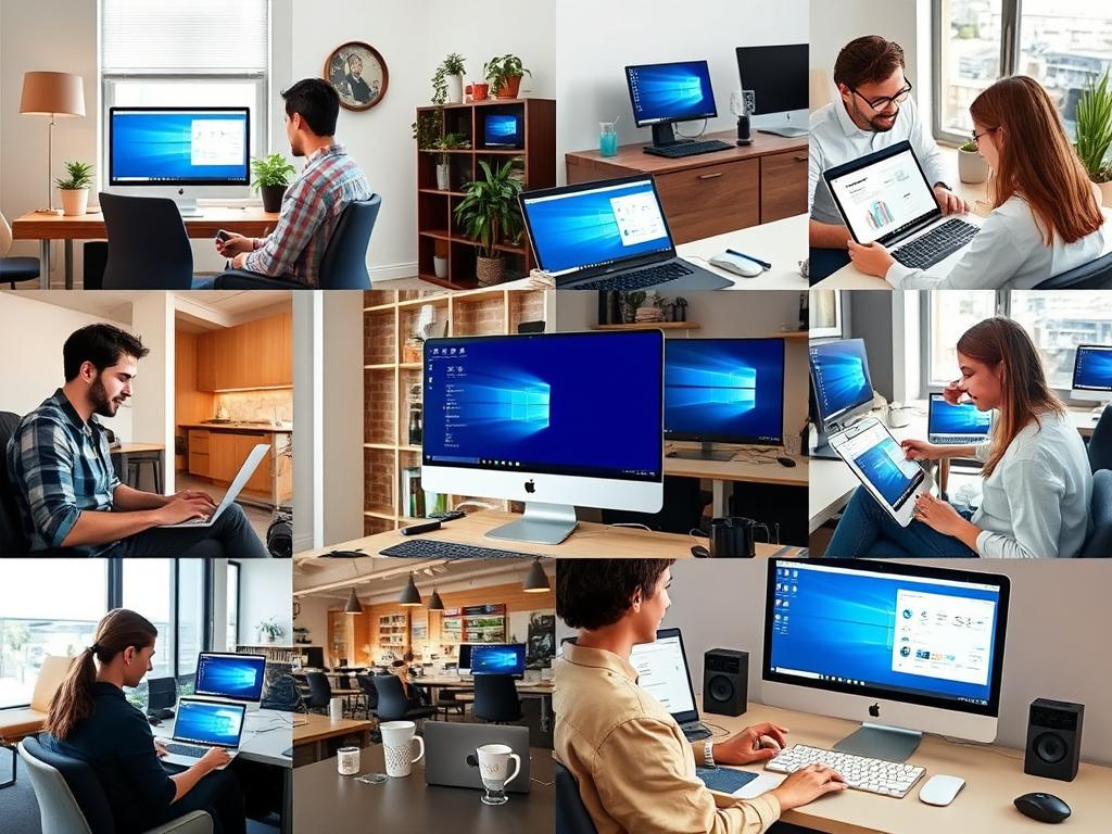Remote workers using Azure Virtual Desktop on various devices