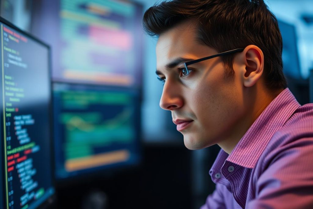 Security analyst investigating a potential threat in a SOC environment