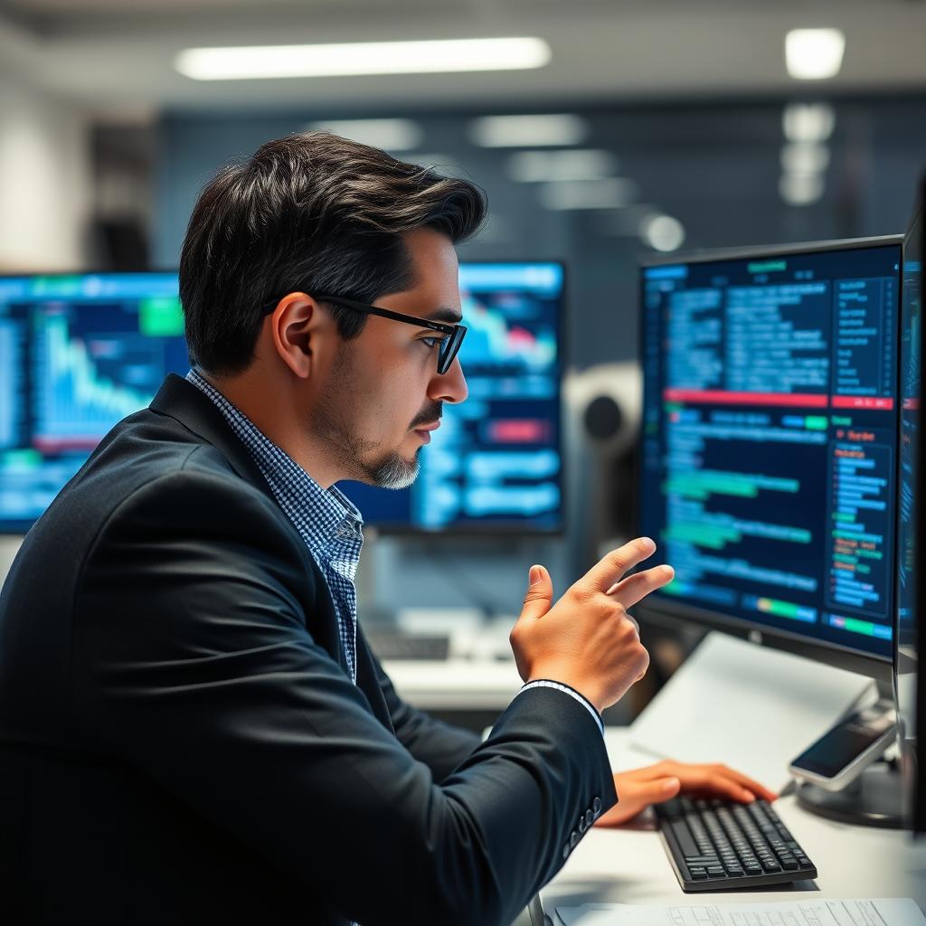 Security analyst reviewing advanced threat detection data