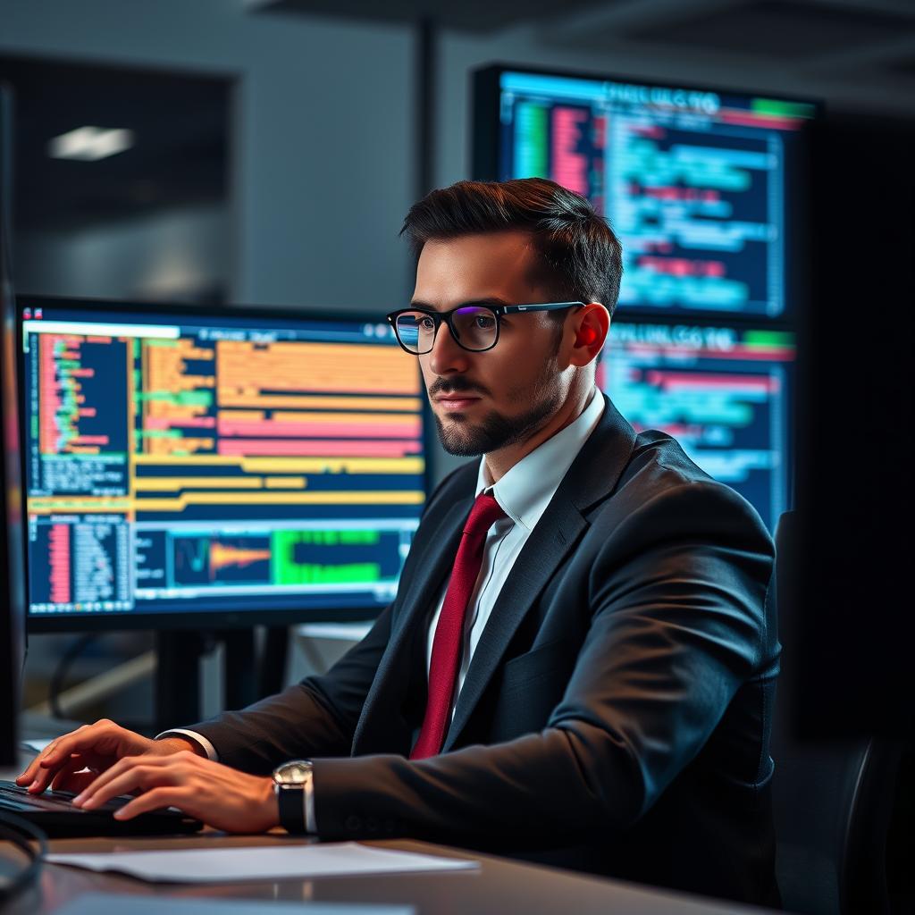 Security analyst reviewing global threat intelligence data