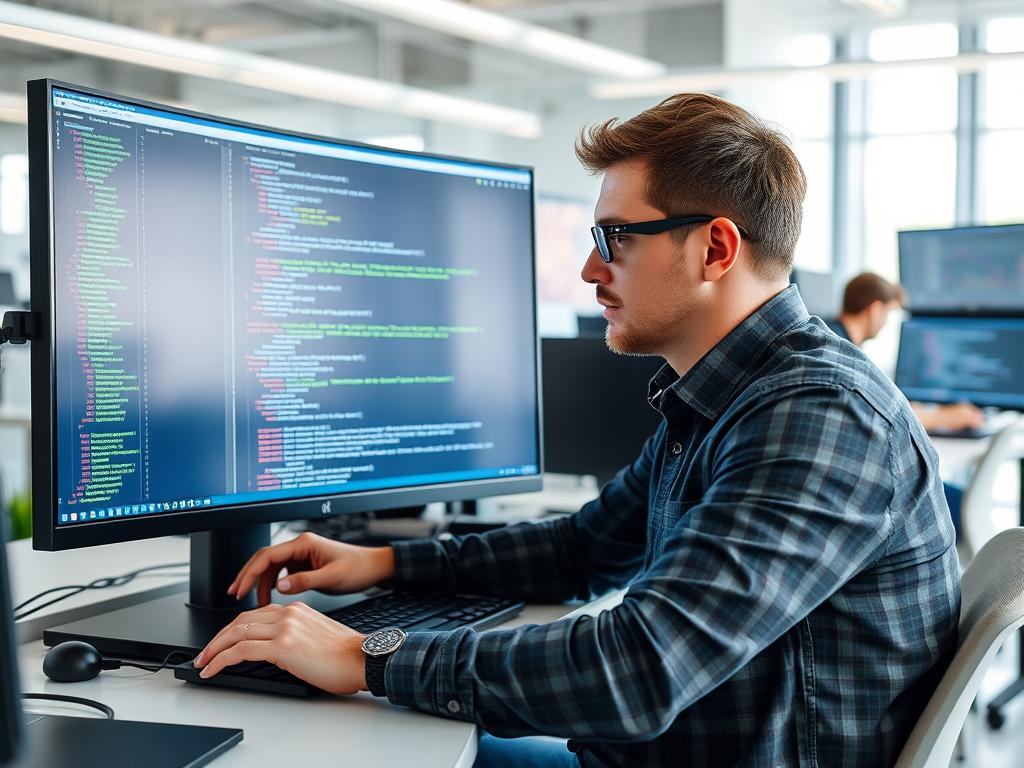 Security expert analyzing web application code for vulnerabilities
