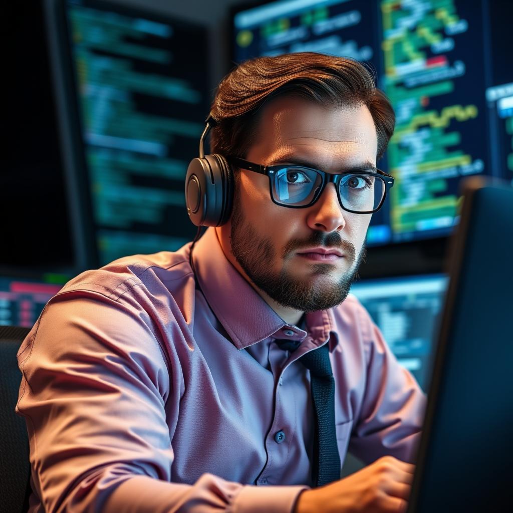 Security expert conducting proactive threat hunting across endpoint network