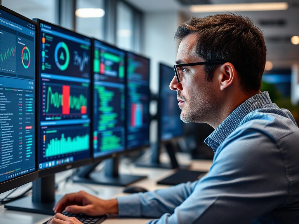 Security professional analyzing threat intelligence data