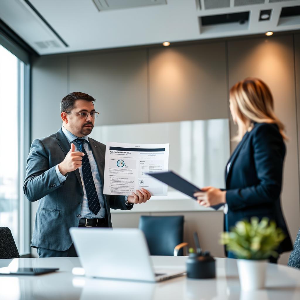 Security professional reviewing endpoint security reports with client