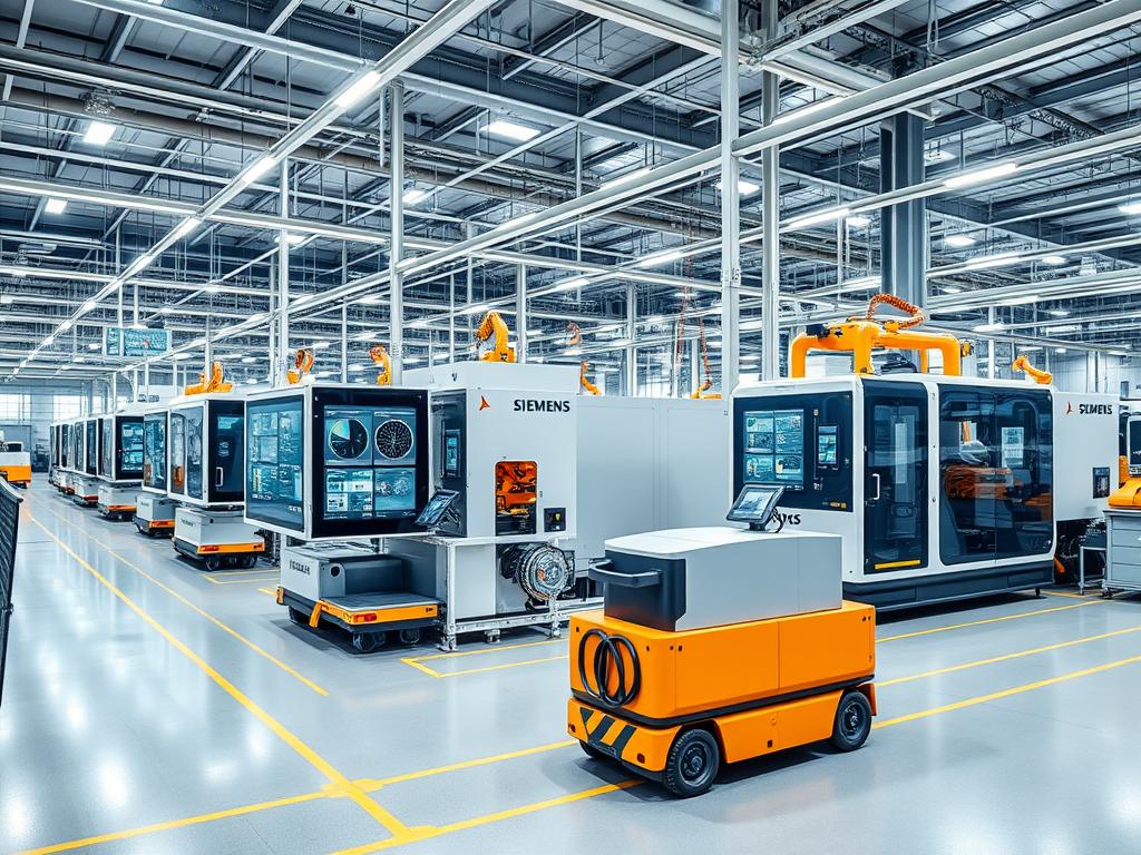 Siemens smart factory with connected machines and AI-driven optimization systems