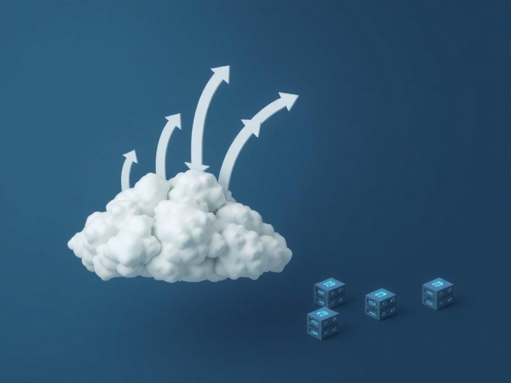 Visual representation of cloud scalability with expanding infrastructure