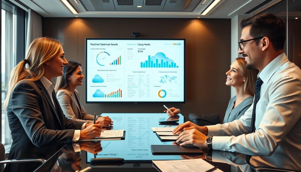 Business leaders reviewing cloud optimization results
