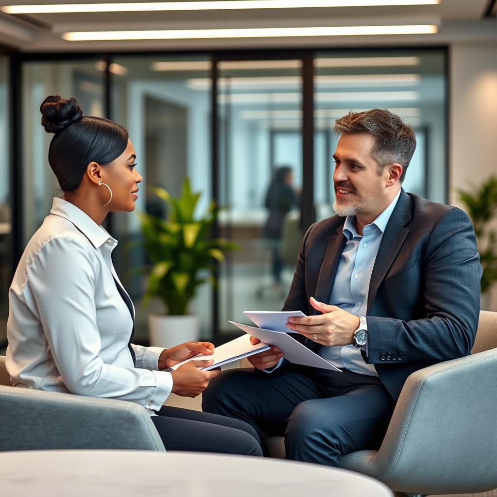 Cloud specialist interviewing client about business requirements