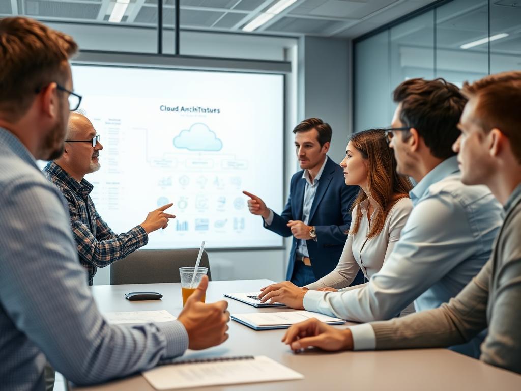 Collaborative session between Opsio consultants and client team