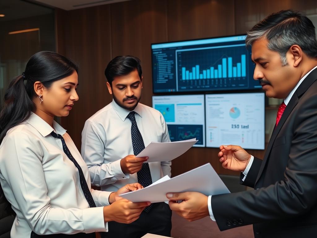 Compliance specialists at an Indian MSP reviewing regulatory documentation