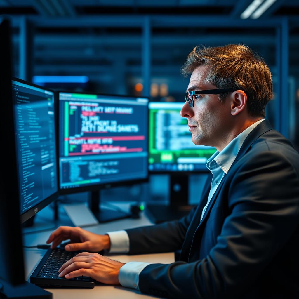 Cybersäkerhetsexpert som analyserar säkerhetshot för IT-miljöer