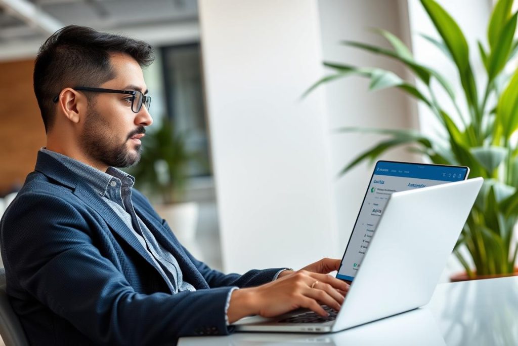 Cybersecurity professional reviewing automated assessment results