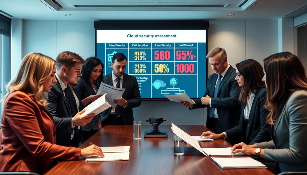 Executive team discussing cloud security risks in boardroom