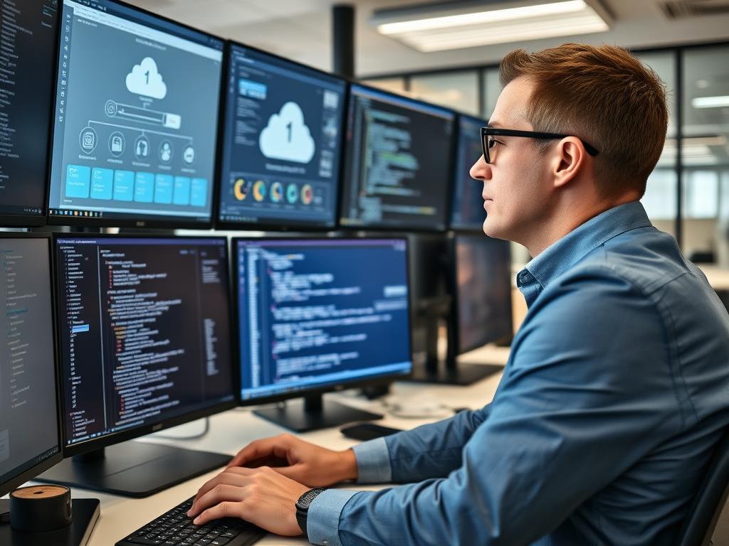 IT-konsult från Opsio analyserar molninfrastruktur