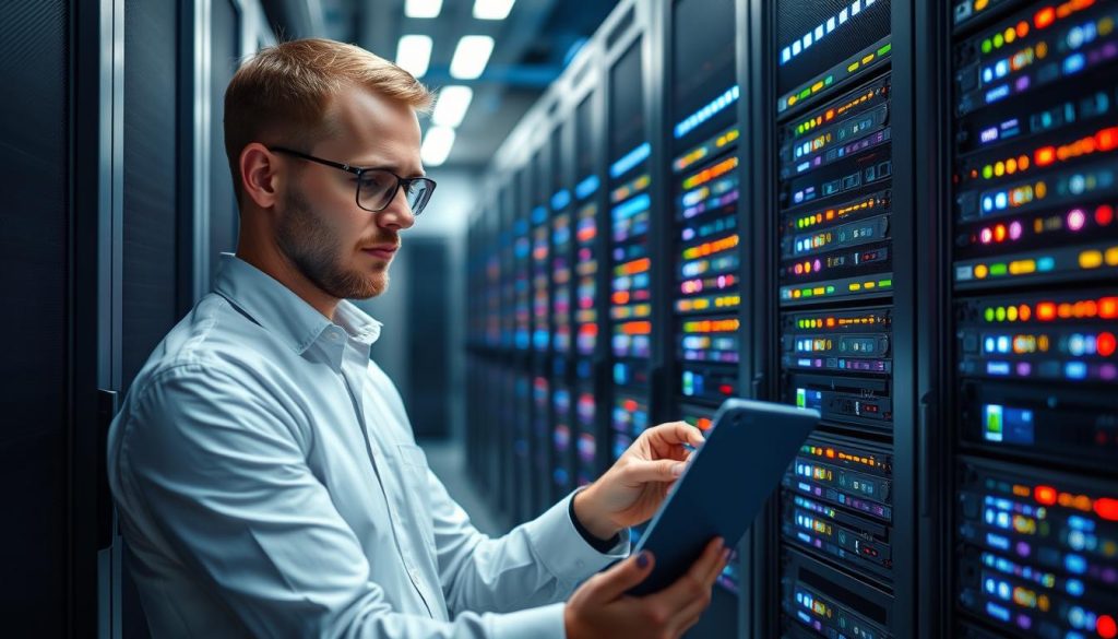 IT-konsult som arbetar med serverinfrastruktur