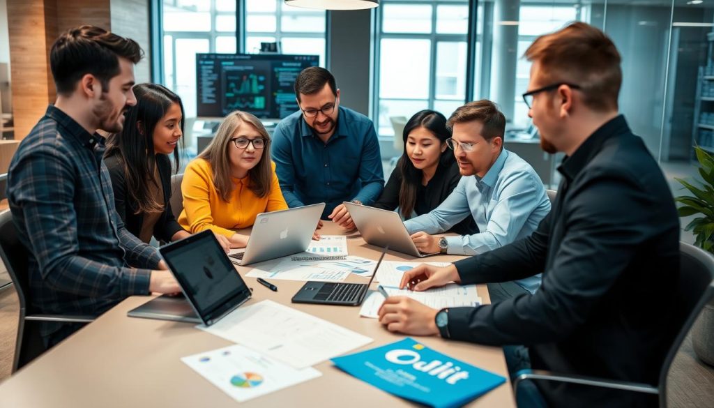 IT-konsulter från Opsio i ett projektplaneringsmöte