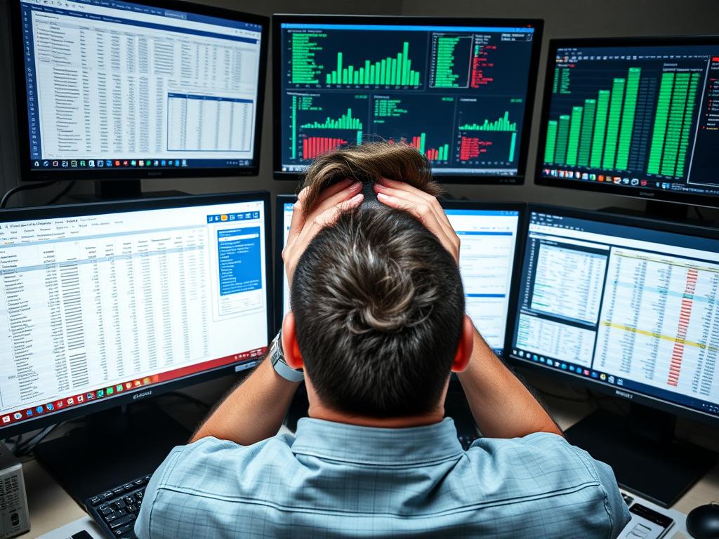 IT professional manually analyzing complex cloud billing data