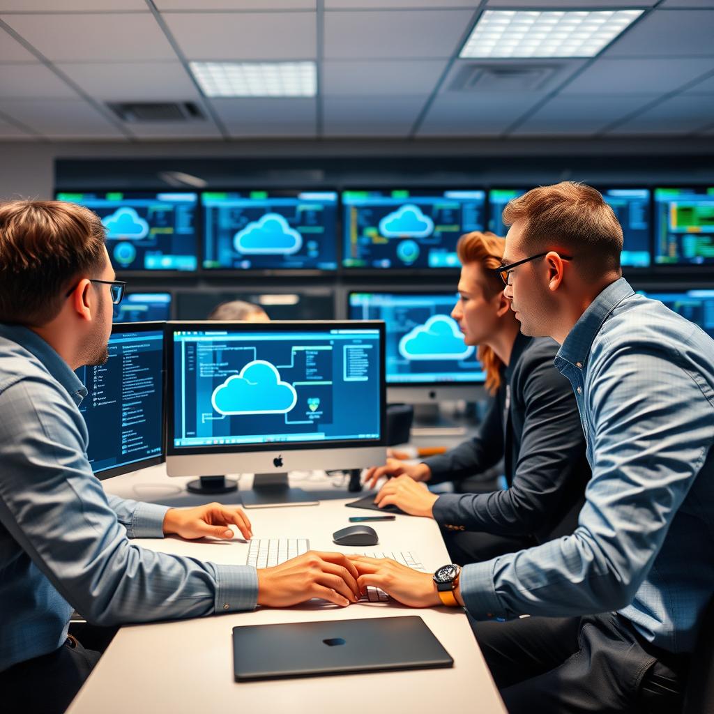 IT security team reviewing cloud security protocols