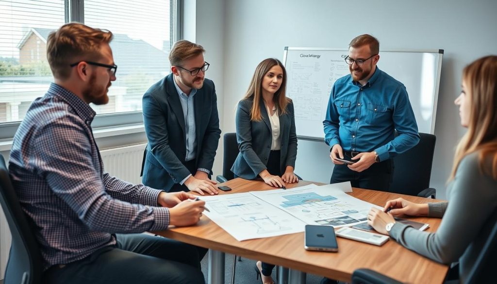 IT-support team planerar en molnmigrering med klient