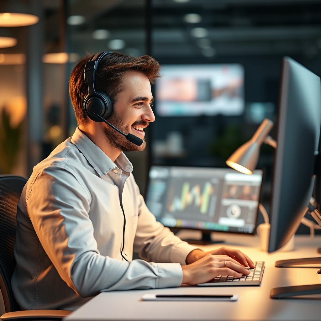 IT-supporttekniker som hjälper en kund via telefon för IT support