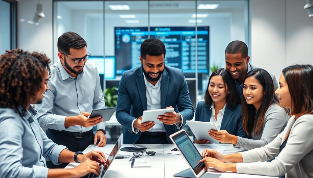 IT team implementing cloud scaling solutions for growing business needs