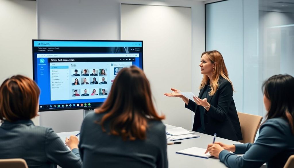 Office 365 konsult som håller en utbildning för företagsanvändare