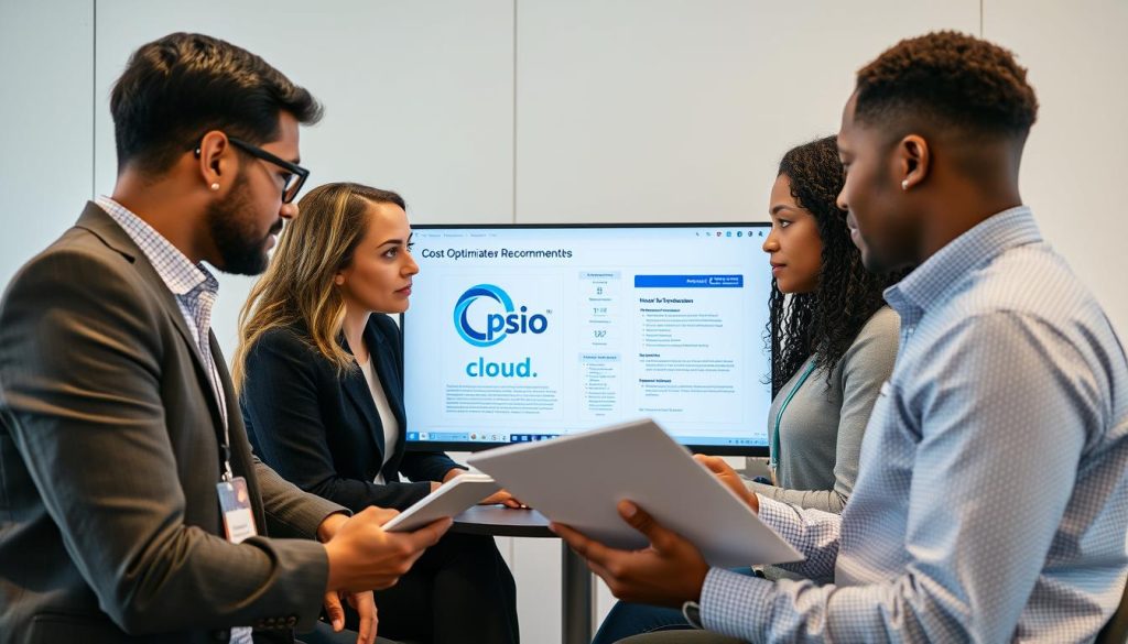 Opsio cloud experts conducting a cost optimization assessment with clients