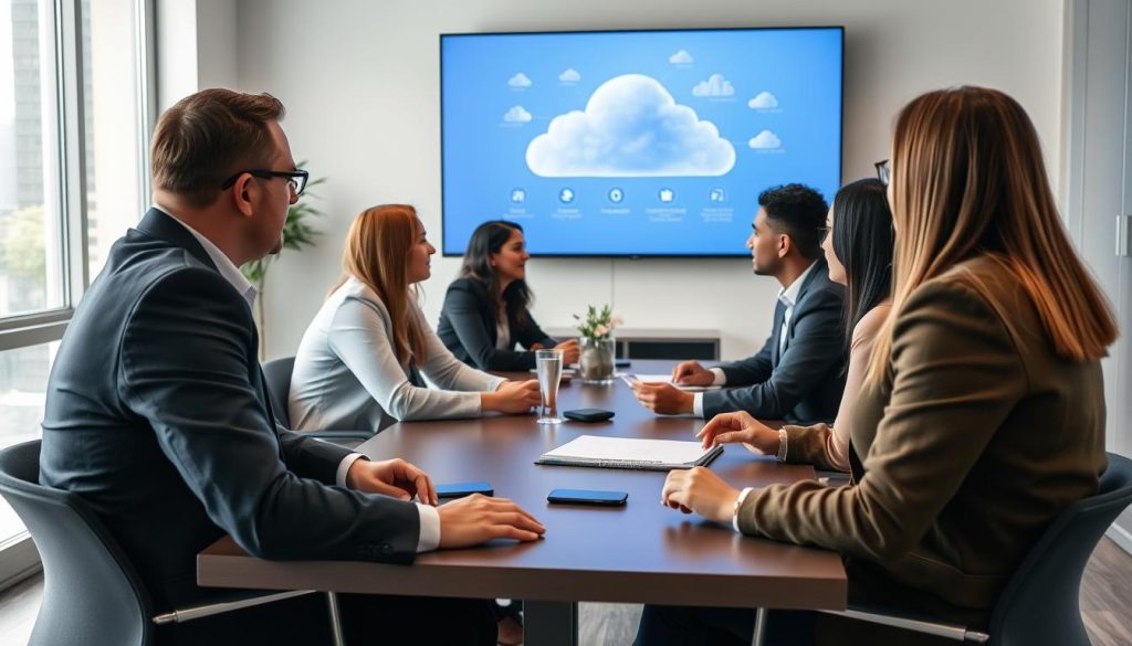 Opsio cloud strategy team collaborating with a client