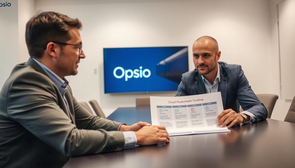 Opsio consultant explaining assessment timeline to client