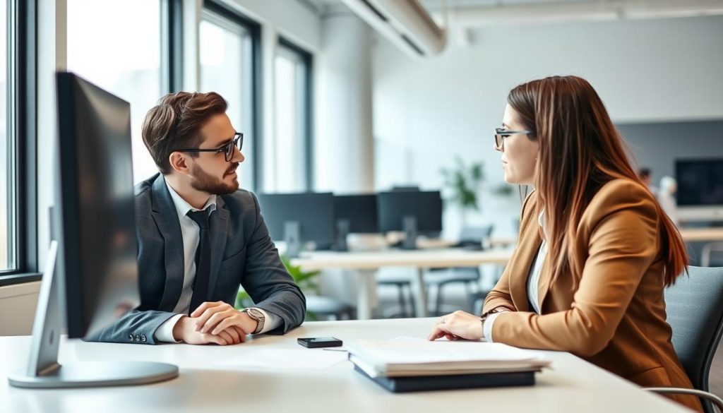 Opsio security professional conducting a network security assessment with a client