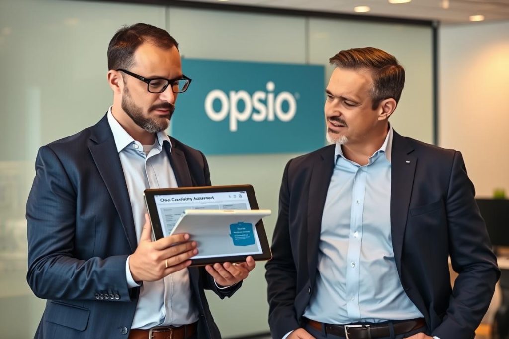 Opsio security professional explaining cloud assessment process