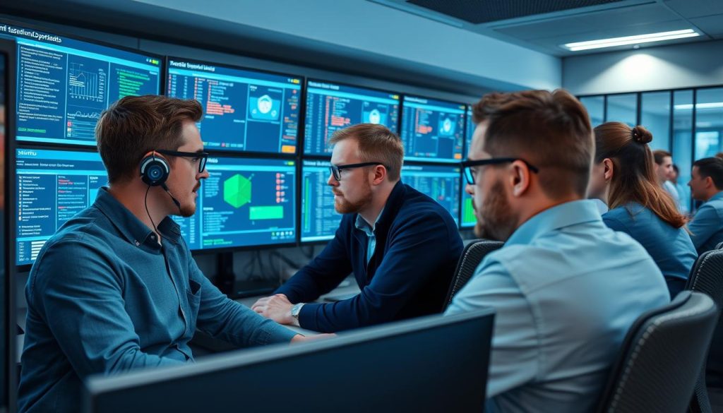 Opsios IT-säkerhetsexperter övervakar system i ett kontrollcenter