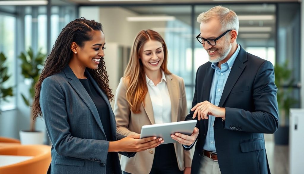 Professional demonstrating Opsio's multi-cloud management capabilities to a client