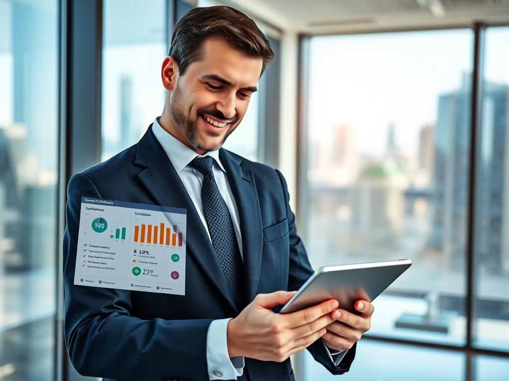 Professional reviewing compliance dashboard showing multiple frameworks