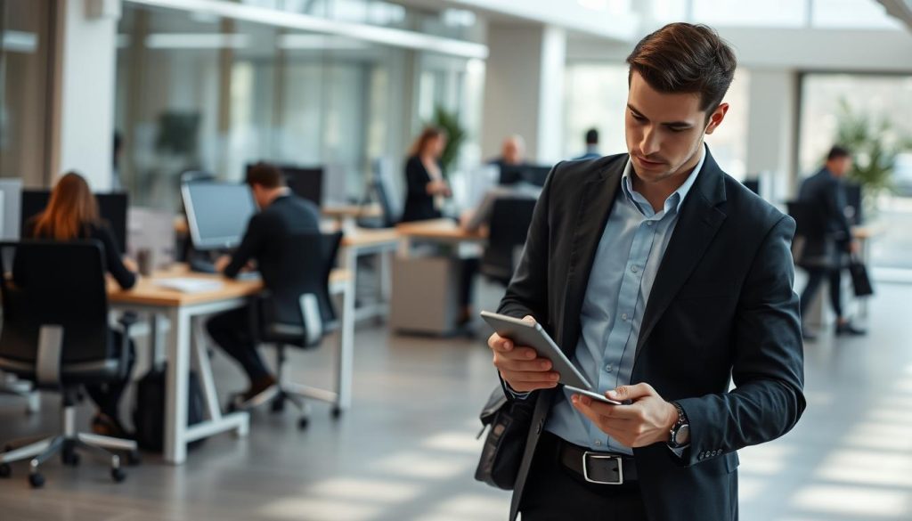 Security professional responding to real-time alert on mobile device