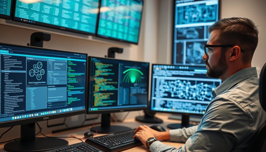 Security professional using advanced security assessment tools
