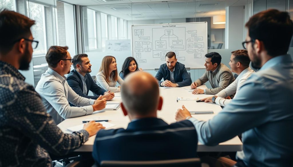 Security team members collaborating on strategic initiatives instead of manual tasks