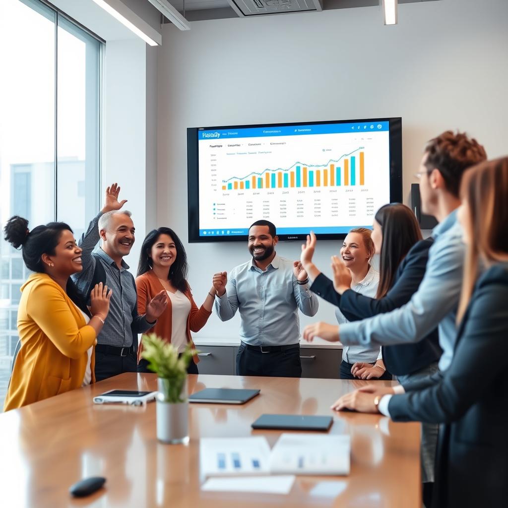 Team celebrating improved performance metrics after cloud optimization