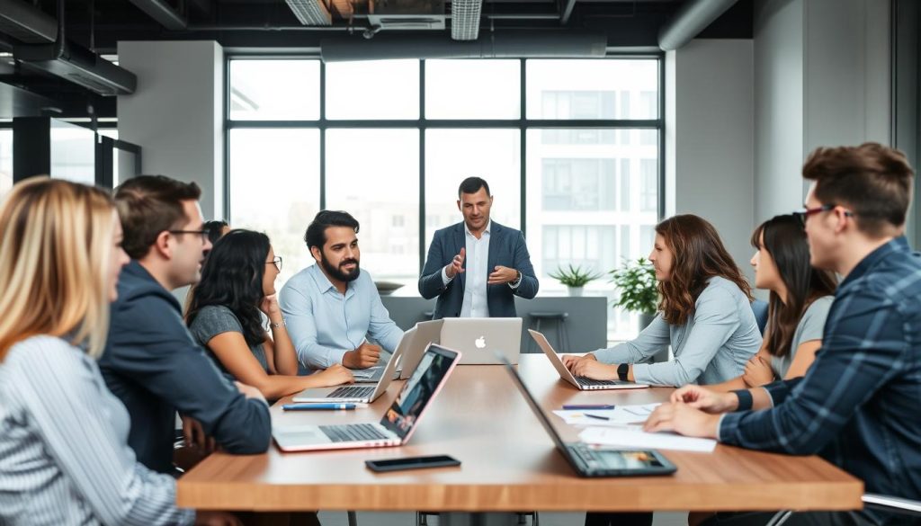 Team implementing cloud cost optimization strategy with Opsio consultant