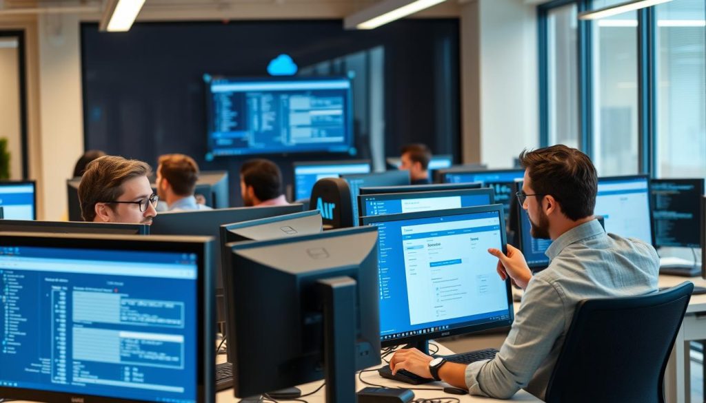 Team implementing cloud security improvements after assessment