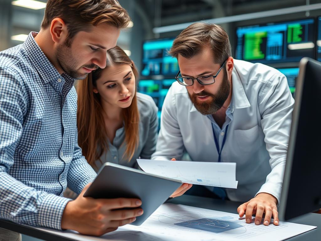 Technical team evaluating cloud infrastructure requirements