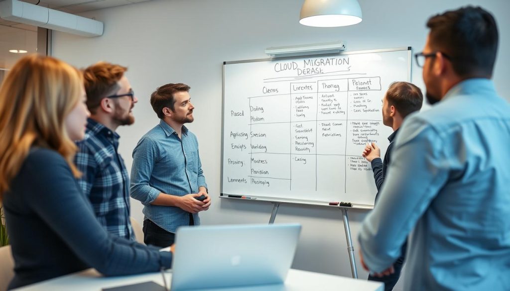 Cloud architects planning phased migration approach