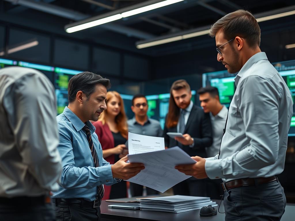 Compliance officer reviewing AI disaster recovery documentation Compliance officer reviewing AI disaster recovery documentation