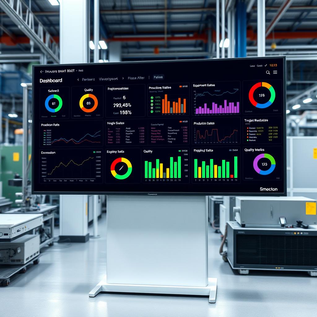 Digital dashboard showing IIoT KPIs and performance metrics
