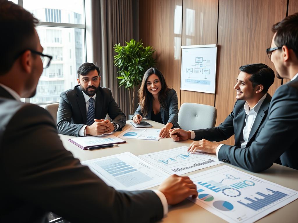 Executive team discussing cloud migration cost analysis in boardroom